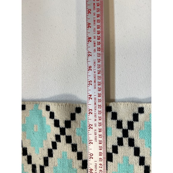 KATE Collection Geometric Aztec Print Cardigan Sweater Women's Cream Blue Black - Picture 5 of 7